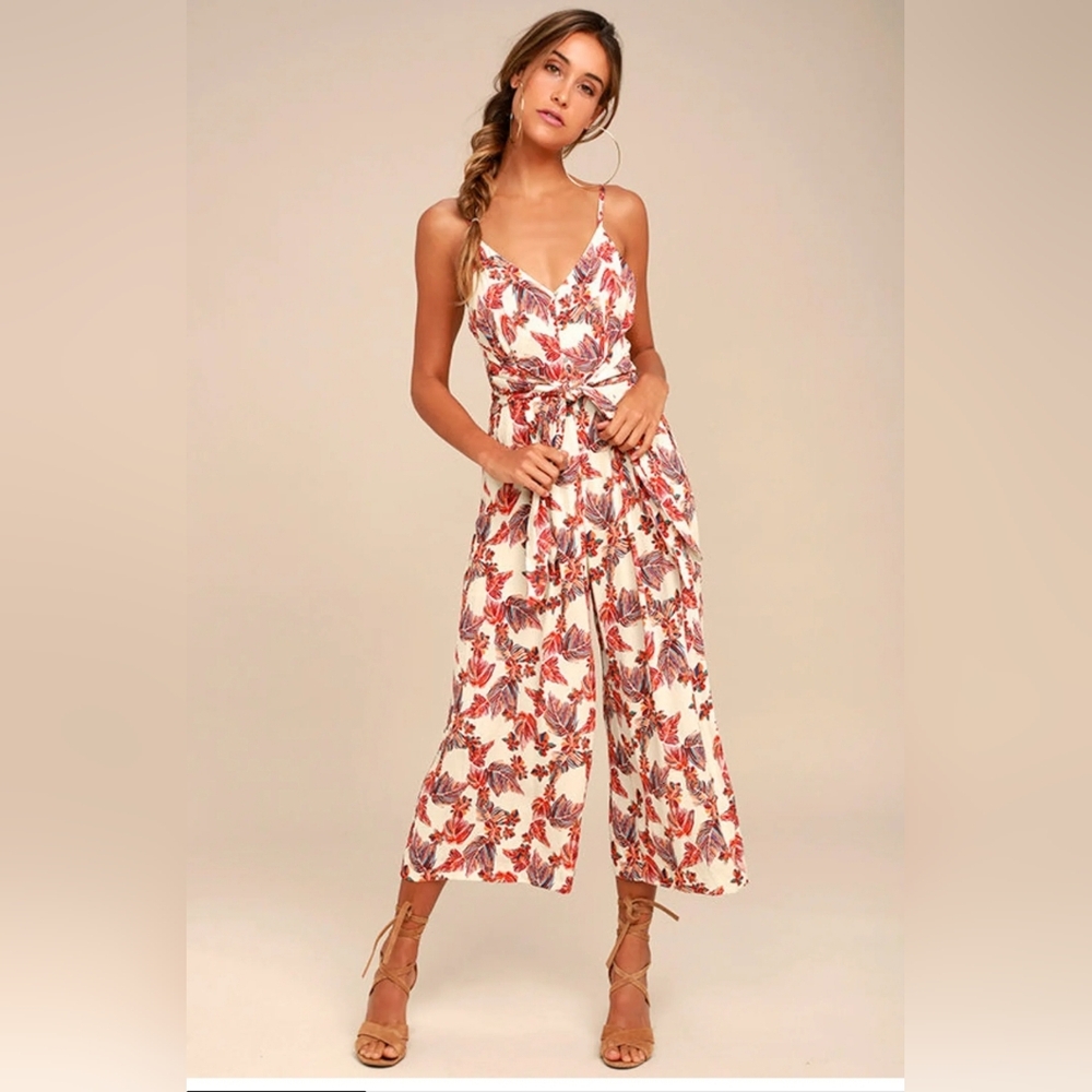 Free People Hot Tropics Jumpsuit Size 10 in Neutral Combo